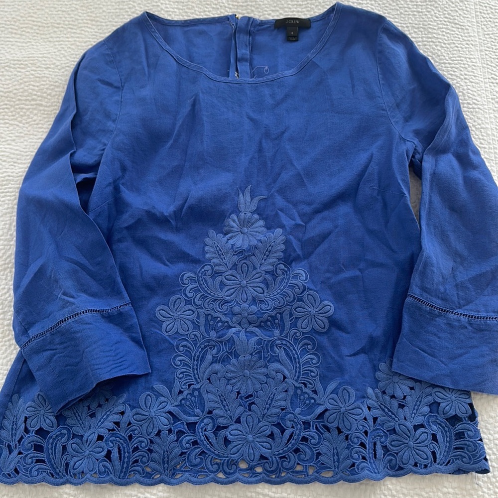 J.Crew blue linen blouse - Size 6